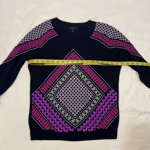 J.Crew Women’s Black or Blue /Multicolored Embroidered Sweater, Size-Small. - Picture 4 of 12